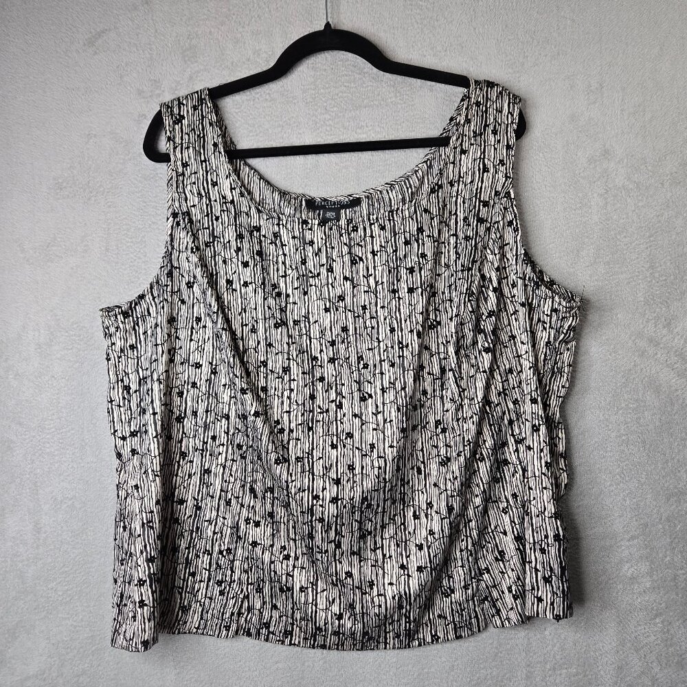 Plus Size 22W Gold Metallic Floral Print Sleeveless Top Romantic Goth Dark Acade
